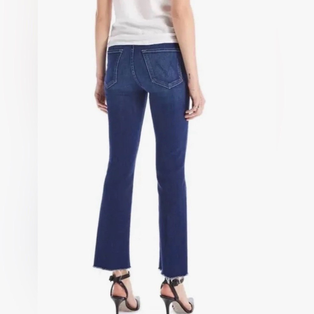 MOTHER The Hustler Ankle Fray Jeans Size 27 High Rise Blue Flare Denim